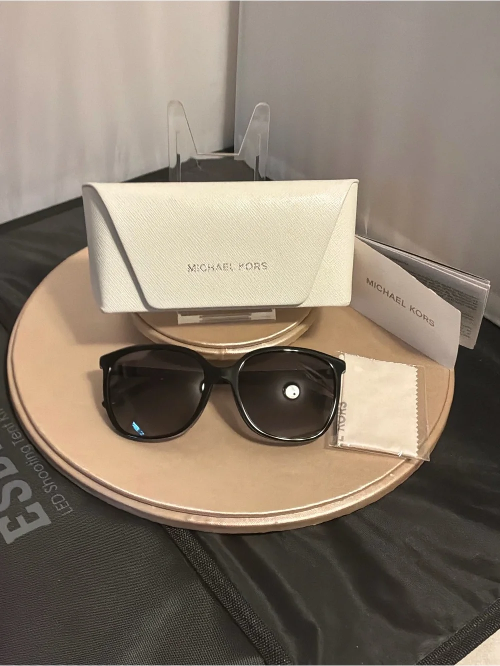 Michael Kors Black Oversized Cat-Eye Sunglasses with Gradient Lenses,